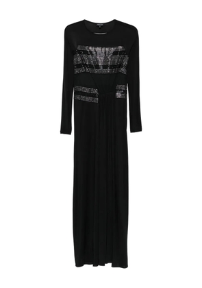 Giorgio Armani embellished mesh-panel midi dress - Black