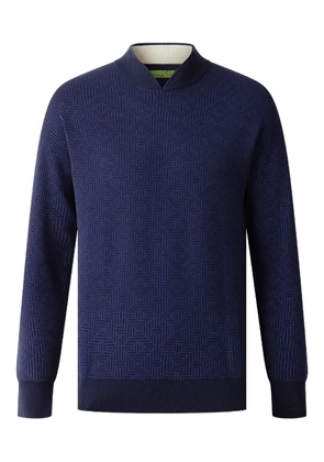 Shanghai Tang jacquard-pattern logo-plaque sweater - Blue