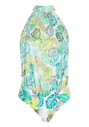Amir Slama palm leaf print bodysuit - Green
