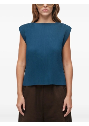 Osklen pleated shoulder-padded top - Blue