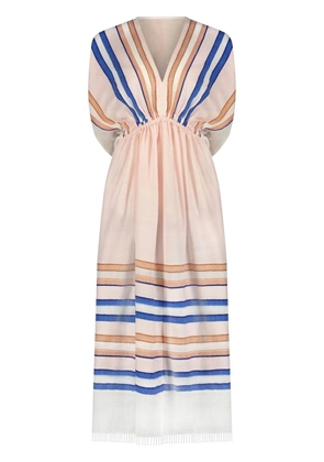 lemlem Eskedar stripe-print midi dress - White