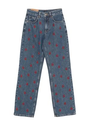FARM Rio floral-embroidered jeans - Blue