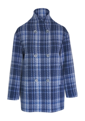 Kiton checked coat - Blue