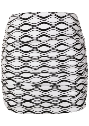 Amir Slama ruched wave-print mini skirt - White