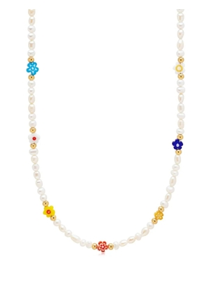 Nialaya Jewelry Flower-beads pearl necklace - Neutrals