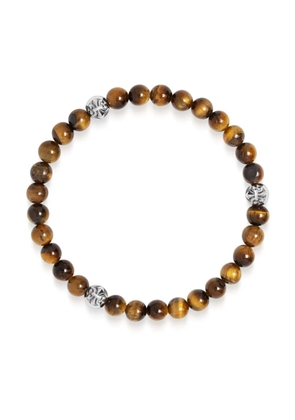 Nialaya Jewelry 6mm tiger eye and diamond beaded bracelet - Brown
