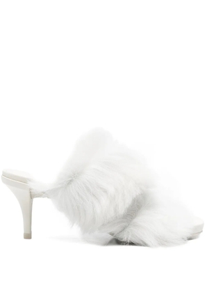 Pedro Garcia 65mm fur-trimmed mules - White