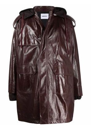 AMBUSH zipped-up leather coat - Brown
