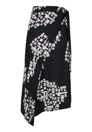 Amir Slama text-print wrap skirt - Black