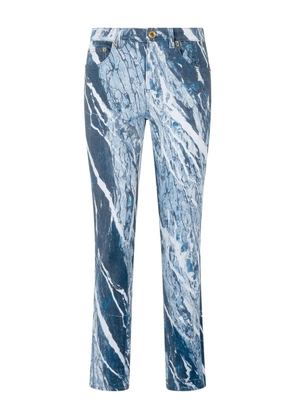 Roberto Cavalli marble-print straight-leg jeans - Blue