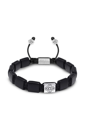 Nialaya Jewelry engraved-charm beaded bracelet - Black