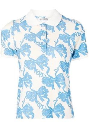 Maisie Wilen bow-print polo shirt - Blue