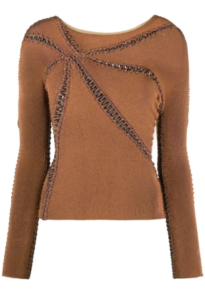 Isa Boulder Starfish contrast-stitching top - Brown