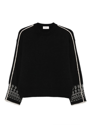 Agnona stripe-detail crew-neck sweater - Black