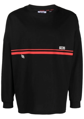 GCDS logo-print striped sweatshirt - Black