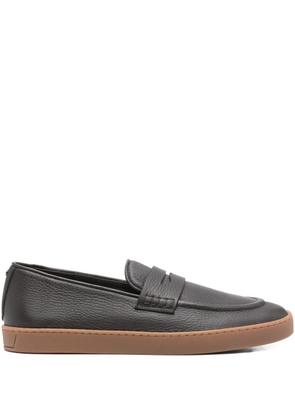 Canali textured strap leather loafers - Brown