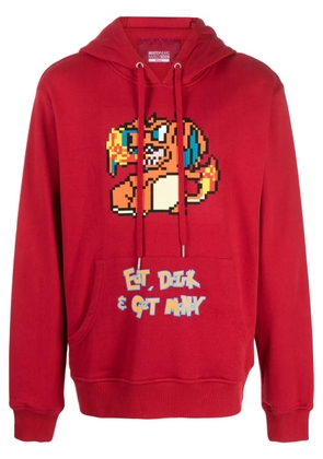 Mostly Heard Rarely Seen 8-Bit Eat, Drink, Money, Dragon cotton hoodie - Red