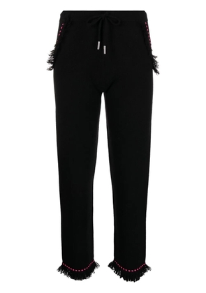 Max & Moi frayed contrast-stitch trousers - Black