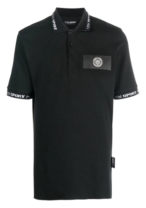 Plein Sport logo-patch short-sleeved polo shirt - Black