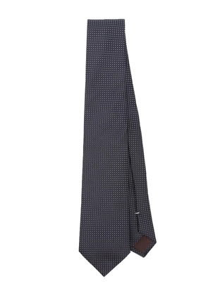Canali polka dot embroidery silk tie - Blue