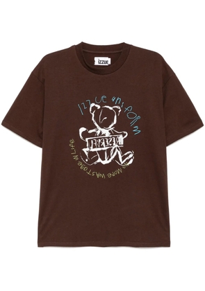 izzue graphic-print t-shirt - Brown