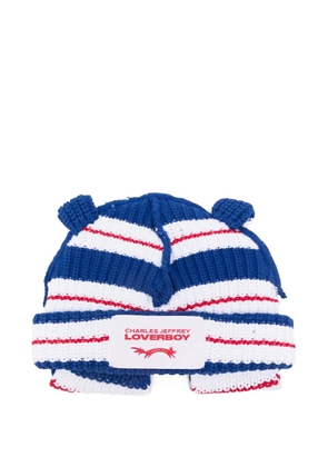 Charles Jeffrey Loverboy pop up-ear striped beanie - Blue