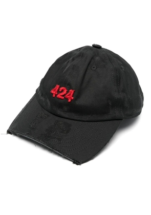424 distressed cotton cap - Black