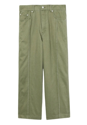 FIVE CM piped-trim wide-leg jeans - Green