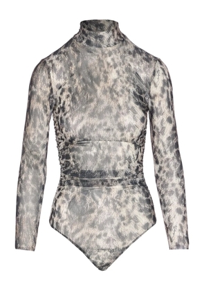 Aniye By leopard-print high-neck bodysuit - Black
