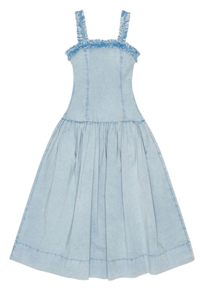 GANNI ruffle-detail midi dress - Blue