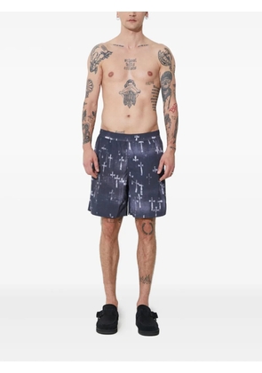Aries cross-print swim shorts - Blue