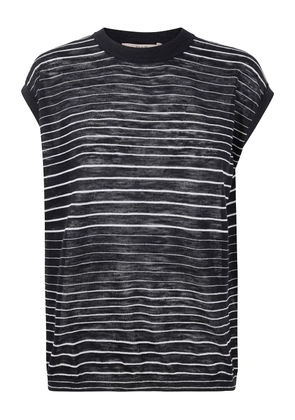 Nuur striped linen top - Black