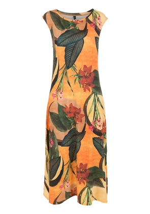 Lygia & Nanny floral leaf print midi dress - Yellow