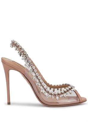 Aquazzura 110mm Temptation crystal-embellished pumps - Neutrals