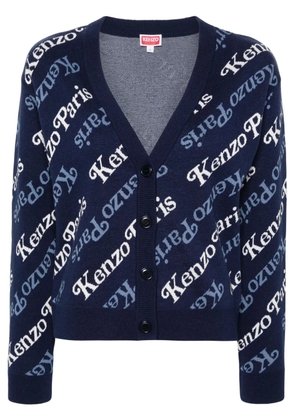 Kenzo Verdy intarsia-logo cropped cardigan - Blue