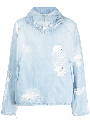 424 distressed cotton hooded jacket - Blue
