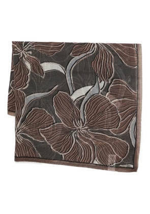 Marc O'Polo floral fringed scarf - Brown