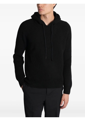 Tagliatore hooded ribbed sweater - Black