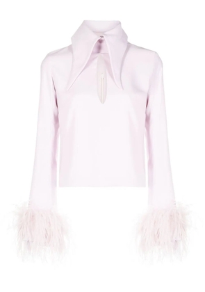 16Arlington Michelle feather-trim top - Pink