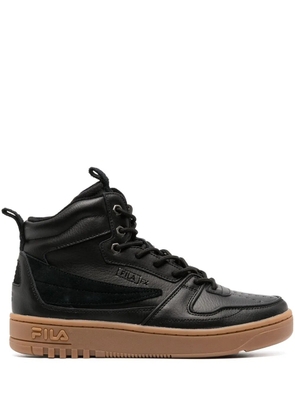 Fila leather embossed-logo high-top sneakers - Black