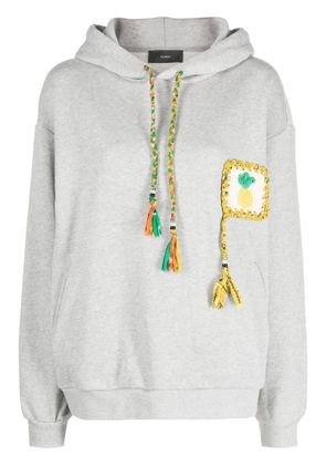 Alanui Stay Positive crochet-detailed cotton hoodie - Grey