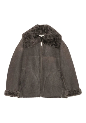 REMAIN shearling zip-front jacket - Brown