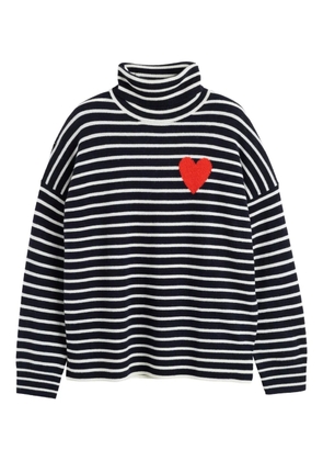 Chinti & Parker heart-detail striped roll-neck jumper - Black
