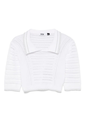 GCDS cropped polo top - White