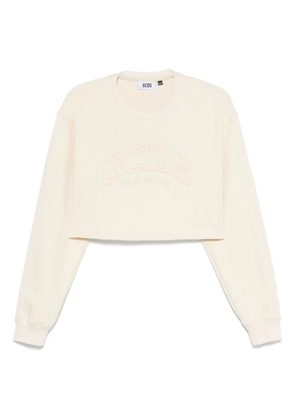 GCDS logo cropped sweatshirt - Neutrals