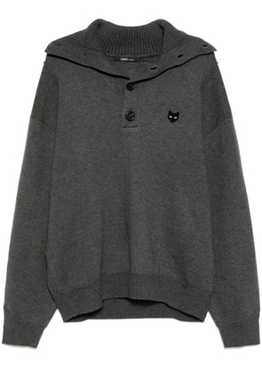 ZZERO BY SONGZIO panther hand rope high neck sweater - Grey