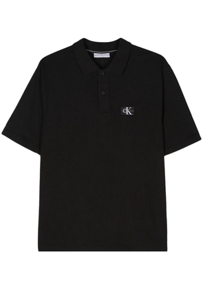 Calvin Klein Jeans logo-patch check-pattern polo shirt - Black