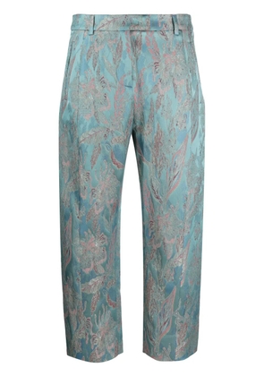 Alberto Biani floral-jacquard cropped trousers - Blue