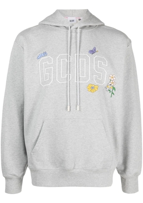 GCDS logo-embroidered cotton hoodie - Grey