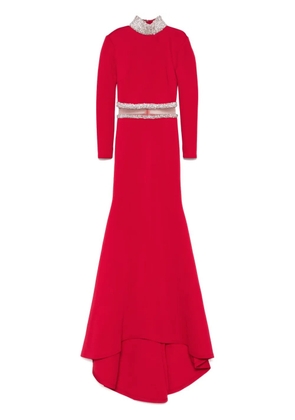 AAVVA crystal-embellished mermaid gown - Red